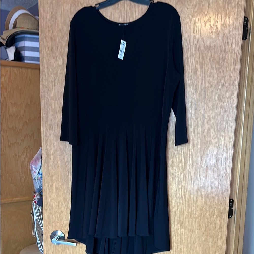 Express Black and White Pleated A-Line Dress